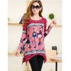 TE5921BLJL Irregular cartoon girl print loose T-shirt