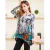 TE5922BLJL Irregular flowers print loose T-shirt