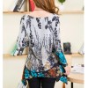 TE5922BLJL Irregular flowers print loose T-shirt