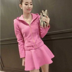 TE8215MN Korean fashion hooded tops with skirt