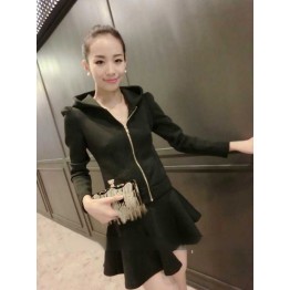TE8215MN Korean fashion hooded tops with skirt
