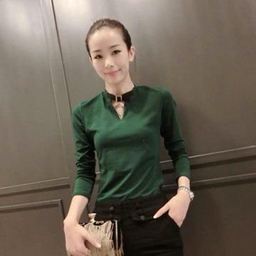 TE8214MN Korean fashion V-neck long sleeve T-shirt