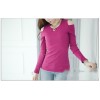 TE8984WMSS Korean fashion slim off shoulder backing T-shirt rose