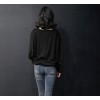 TE8986WMSS Korean fashion loose batwing sleeve backing T-shirt black