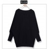 TE8986WMSS Korean fashion loose batwing sleeve backing T-shirt black