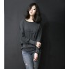 TE8986WMSS Korean fashion loose batwing sleeve backing T-shirt grey