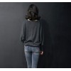 TE8986WMSS Korean fashion loose batwing sleeve backing T-shirt grey