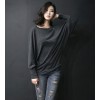 TE8986WMSS Korean fashion loose batwing sleeve backing T-shirt grey