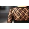 TE8992WMSS Korean fashion lace splicing slim backing T-shirt black