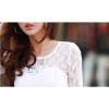 TE8992WMSS Korean fashion lace splicing slim backing T-shirt white