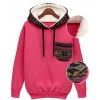 TE8959PDL Europe style loose pocket hooded pullover sweatshirt rose