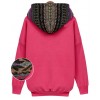 TE8959PDL Europe style loose pocket hooded pullover sweatshirt rose