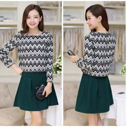 TE8012YYF Europe fashion weave pattern tops with skirt