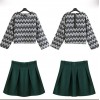 TE8012YYF Europe fashion weave pattern tops with skirt