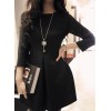 TE807SSKN Korean fashion three quarter sleeve bubble dress black