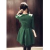 TE807SSKN Korean fashion three quarter sleeve bubble dress green