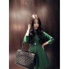 TE807SSKN Korean fashion three quarter sleeve bubble dress green