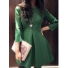 TE807SSKN Korean fashion three quarter sleeve bubble dress green
