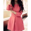 TE807SSKN Korean fashion three quarter sleeve bubble dress red