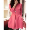 TE807SSKN Korean fashion three quarter sleeve bubble dress red