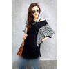 TE59201BLJL Houndstooth sleeve casual T-shirt black