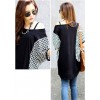 TE59201BLJL Houndstooth sleeve casual T-shirt black