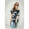 TE59211BLJL Baroque totem pattern off shoulder T-shirt black