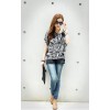 TE59212BLJL Nation style print pattern batwing sleeve T-shirt