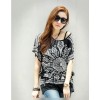 TE59212BLJL Nation style print pattern batwing sleeve T-shirt