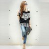 TE59213BLJL Totem print lacing waist casual T-shirt black