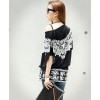 TE59213BLJL Totem print lacing waist casual T-shirt black