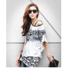 TE59214BLJL Totem print lacing waist casual T-shirt white