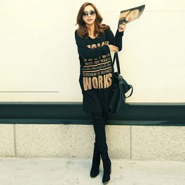 TE9827AYY Korean fashion letters printing loose long sweatshirt