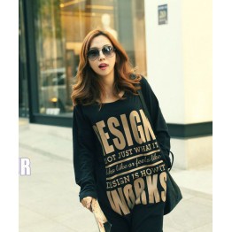 TE9827AYY Korean fashion letters printing loose long sweatshirt