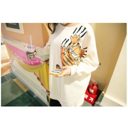 TE9829AYY Korean fashion cat printing thicken fleece pullover sweatshirt