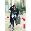 TE9831AYY Korean fashion letters printing back long zipper up hoodies black