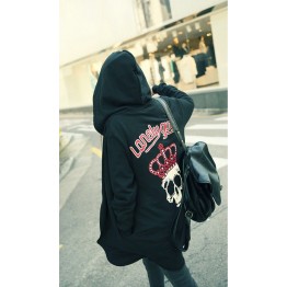 TE9753AYY Korean fashion crown skull casual loose zipper up hoodies