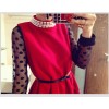 TE6046YZL Vintage pearls turtle neck woolen vest dress with belt