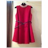 TE6046YZL Vintage pearls turtle neck woolen vest dress with belt