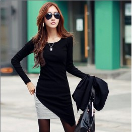 TE8635XYZ Korean fashion slim fashion backing long t-shirt dress