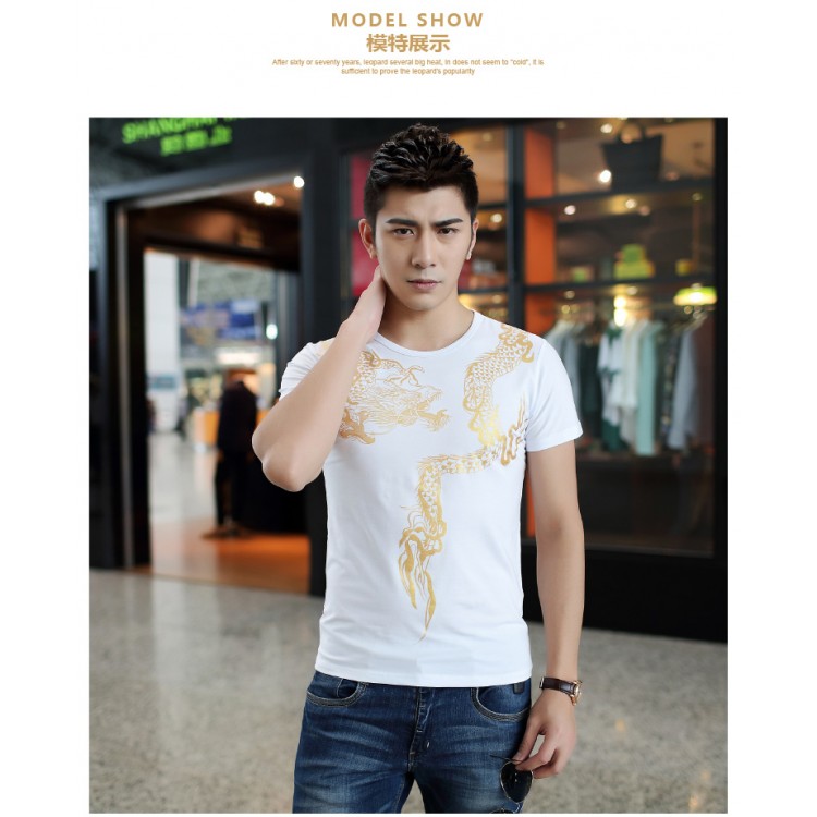 TE9130KDF Chinese style dragon tattoo print mens t-shirt