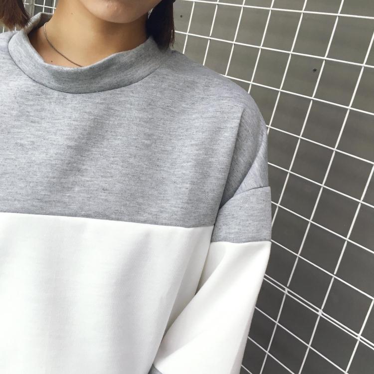 vintage printed colour round neck splicing sweatshirt