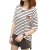 Real shot short - sleeved t - shirt female summer Korean version of loose black and white striped fat mm large size women 's clothing 200 pounds 3932