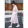 8940 # shirt collar long dress (with belt)