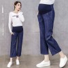 Pregnant women wide leg pants 2017 new autumn bamboo cowboy Korean version of the loose pants pants large yards wear belly pants