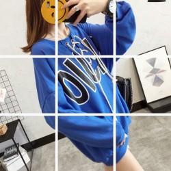 2017 autumn and winter new Korean fashion loose students wild short  tie  sweatshirt