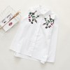 6898 Fall Korean loose sleeves flowers embroidered cotton shirt