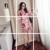 530 # new Korean fashion trumpet sleeve lotus leaf floral dress