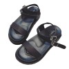 Retro thick bottom buckle black muffled sandals