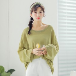 232 real shot new loose thin sweater round neck long sleeve blouse